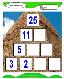 okul öncesi çocuklar için Çıkarma Pramidi çalışma sayfaları